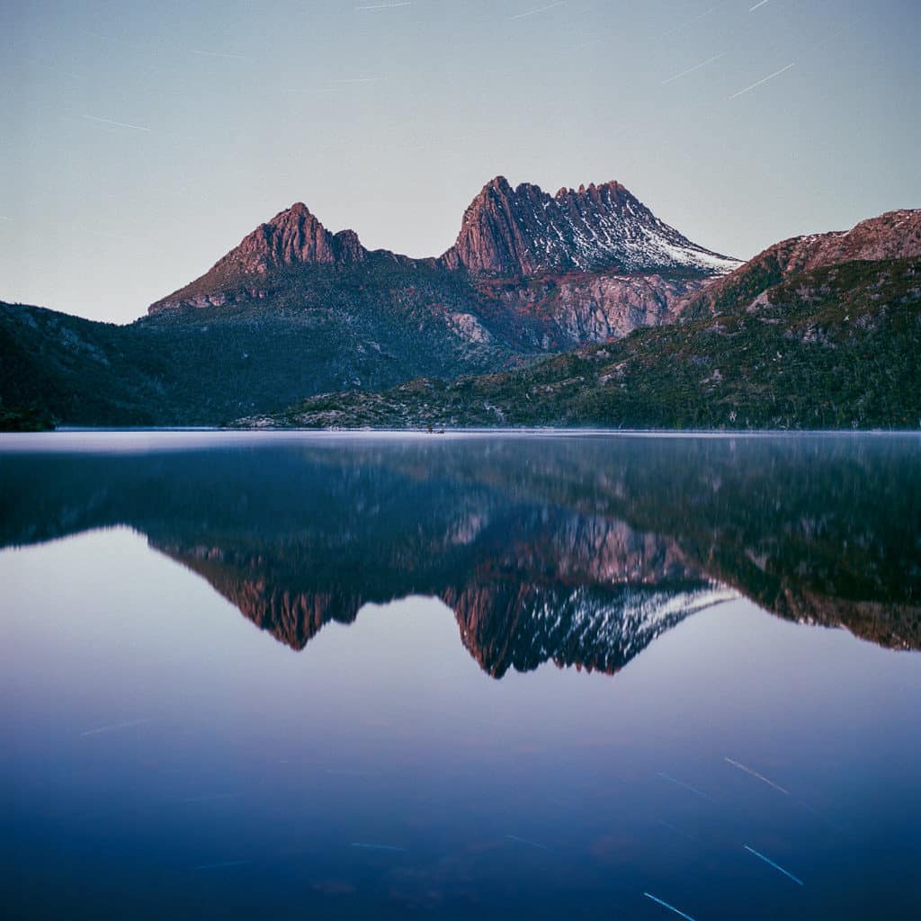20 minute exposure of Cradle Mountain before sunrise, Hasselblad 500cm and Portra 160